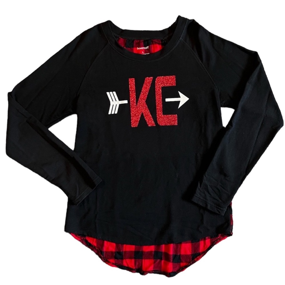 Women’s Buffalo Plaid long sleeve hi-low KC shirt